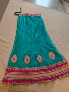 Teal Embellished Lehenga Skirt