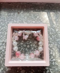 Pink Beaded Charm Bracelet