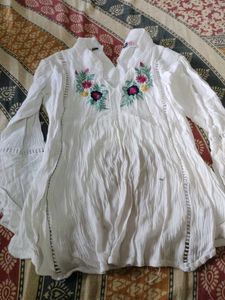 Embroidered White Tunic Top