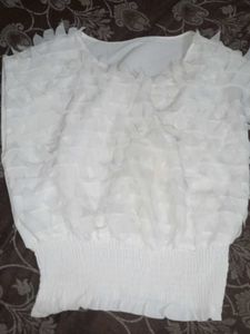 White Ruffle Top