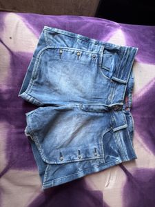 Denim Button Accent Shorts
