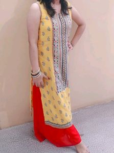 Yellow Cut Sleeves Kurti