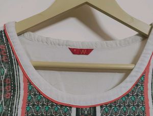 W Printed Off-white Kurta