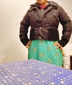 Black  Fur Wali Garam Jacket