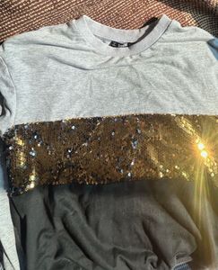 Shein Contrast Sequin Drop Shoulder Sweatshi