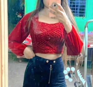 Puff Sleeves Crop Top