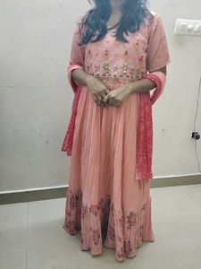 Peach Embroidered Anarkali Dress