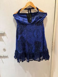 Blue Halter Mini Dress