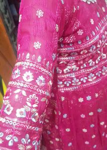 Pink Embroidered Anarkali frock.
