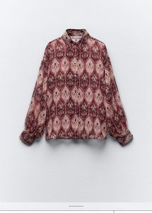 Zara Printed Shirt With Metallic Thread