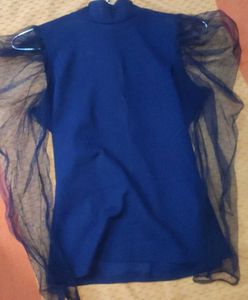 Net Sleeve High Neck Top for Women