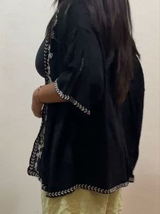 Embroidered Black Kimono Shrug