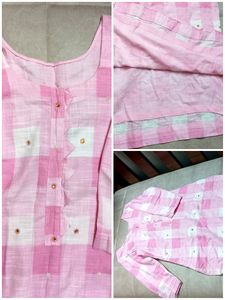 Pure Cotton Pink Suit Without Dupatta