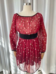 Sheer Red Polka Dot Top