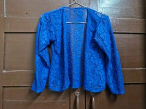 Blue Floral Lace Shrug