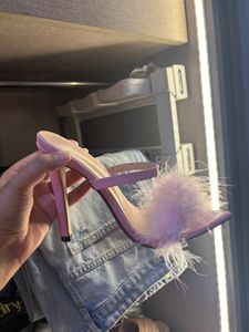 Pink Pointed Fur Toe Heels