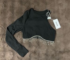 SAVANA Rhinestone Crop Top