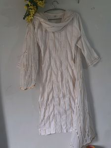 Beautiful Golden-white Kurta With FREE Chunni!!!!!