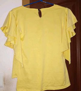 Yellow Ruffle Sleeve Blouse