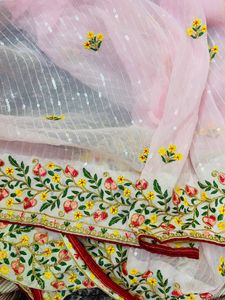 ELASBaby Pink Colour Beautiful Sequence Saree