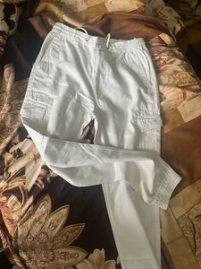 White Cargo Joggers