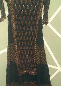 Elegant Black & Brown Embroidered Kurti