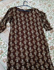 Brown Floral Print Kurti