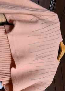 Women Pink Woollen Sheath Dress with Top