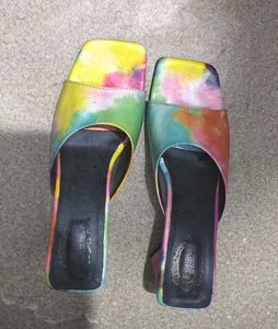 Tie-Dye Block Heel Mules