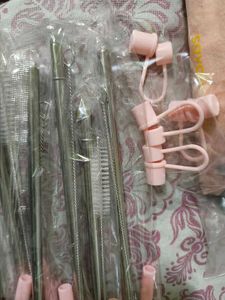 House Of Quirk 7 Stainless Steel Straws Set With