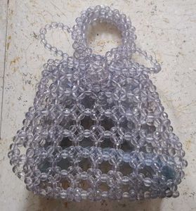 Crystal beads transaprent hand potli clitch