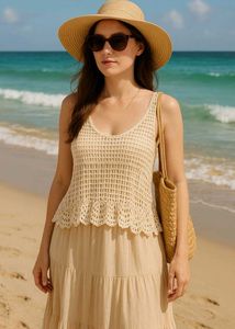 Pinterest Boho Crochet Beige Top B