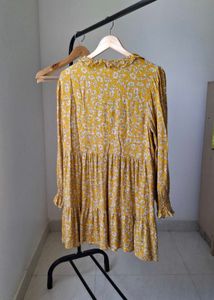 Zara Mustard Floral Ruffle Mini Dress