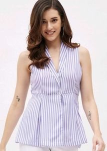 Striped Sleeveless Blouse