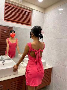 Pink Back-Tie Mini Dress