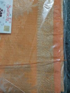 New Chanderi Work Saree With Accessories- In Orang