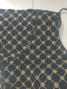 Embroidered Blouse Navy blue with Golden details