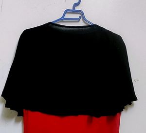 Red Long Frock With Woolen Embroidery