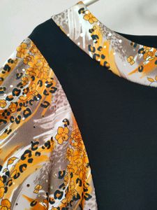 Printed Party Bodycon Dress with Balloon Sleeves