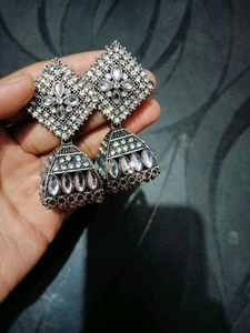 Silver Jhumka Earrings