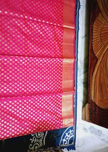 Pink &amp; Gold Banarasi Silk Saree