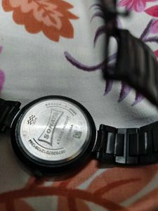 Sonata Ladies Black Rhinestone Watch