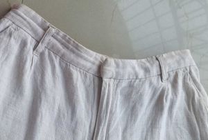 H&amp; M Beige Linen-blend Wide Leg Trousers