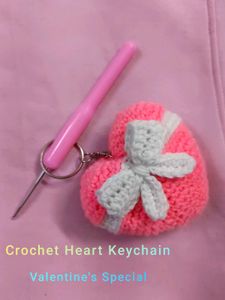 Velentine Special Heart Keychain, Crochet Keychain