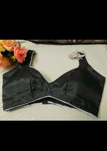 Silk Deep Neck Non Padded Blouse Woth Gota Lace Be