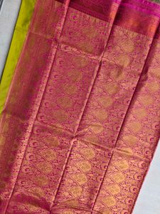 Pink &amp; Green Brocade Sari