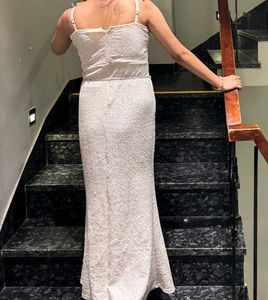 partywear maxi dress - silver white