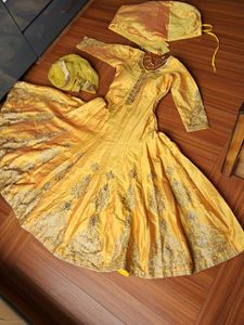 49) Price Drop Yellow Embroidered AnarkaliFullSuit