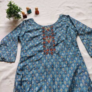 Embroidered Blue Kurta