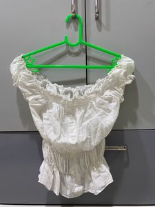Fairy White Shoulder Crop Top